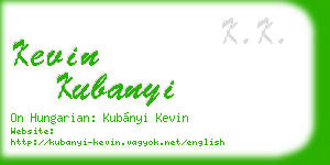 kevin kubanyi business card